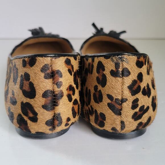 Nine West Ballet Flats Women's 7M Parsel Leopard Calf Hair Tassel Classic - Picture 8 of 14